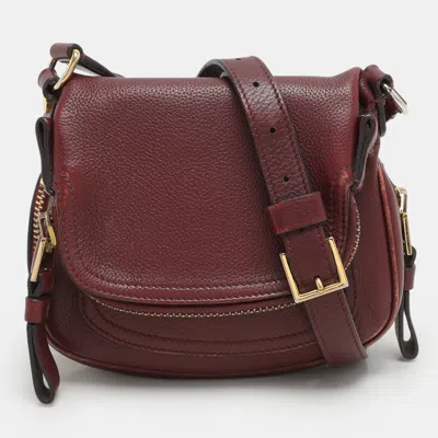 Pre-owned Tom Ford Dark Red Leather Mini Jennifer Crossbody Bag