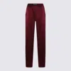 Tom Ford Fuchsia Pants With Elastic Waist With Logo Lettering In Silk Stretch Woman In Burgundy