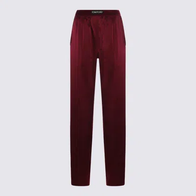 Tom Ford Fuchsia Pants With Elastic Waist With Logo Lettering In Silk Stretch Woman In Purple