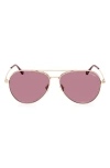 Tom Ford Dashel 62mm Oversize Aviator Sunglasses In Pale Gold/violet