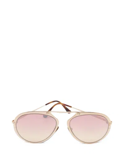 Pre-owned Tom Ford Dashel Pilot-frame Sunglasses In Gold