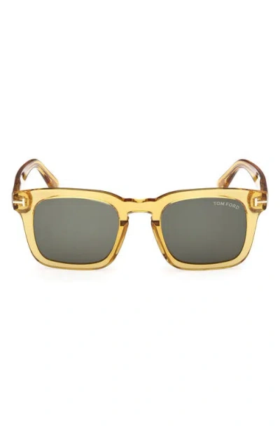 Tom Ford Dax 50mm Square Sunglasses In Shiny Yellow/green