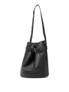 Tom Ford Black Medium Bucket Bag With Adjustable Shoulder Strap And Buckle Closure In Grained Leather Woman In Black