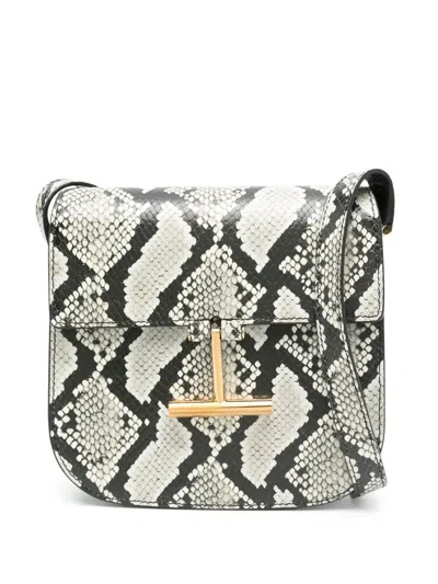 Tom Ford Tara Mini Crossbody Bag In Python-printed Leather In Roccia