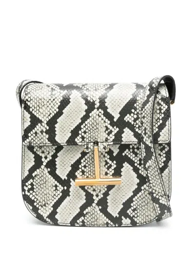 Tom Ford Tara Mini Crossbody Bag In Python-printed Leather In Roccia