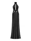 Tom Ford Stretch Tulle And Velvet Halterneck Evening Dress In Black