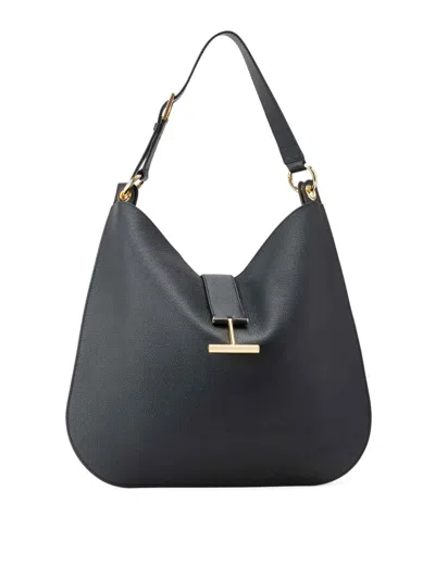 Tom Ford Day Grain Leather Large Crossbody Bag In Black