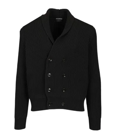 Tom Ford Db Shawl Collar Cardigan Knitwear In Black