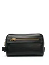 Tom Ford Leather Zip Toiletry Bag W/ Handle In Black