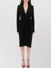 Tom Ford Deep V-neckline Wrap Midi Dress In Black