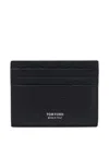 Tom Ford Deer-print Leather Card Holder In Black