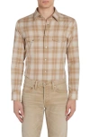 Tom Ford Men's Degrade Check Western Button-down Shirt In Combo Sand