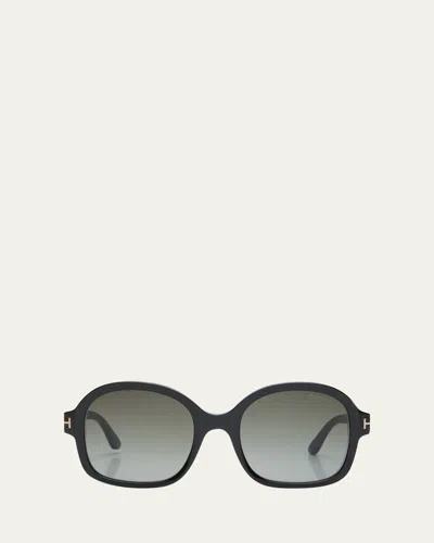 Tom Ford Delphine-02 Gradient Round Acetate Sunglasses In Grey