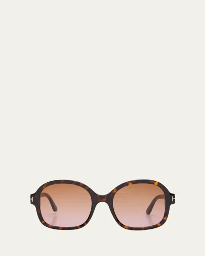 Tom Ford Round Havana Acetate Sunglasses In Brown