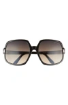 Tom Ford Delphine 60mm Gradient Sunglasses In Shiny Black/gradient Smoke