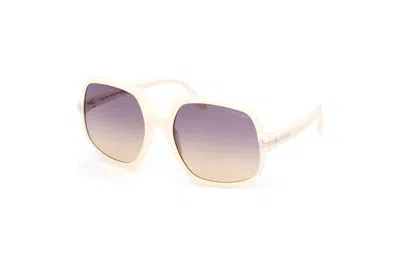 Pre-owned Tom Ford Delphine Geometric Sunglasses Ivory/violet (ft0992-25z-60)