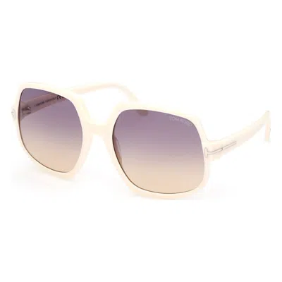 Pre-owned Tom Ford Delphine Geometric Sunglasses60) In Ivory/violet (ft0992/25z