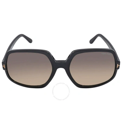 Tom Ford Delphine Smoke Gradient Oversized Ladies Sunglasses Ft0992 01b 60 In Black