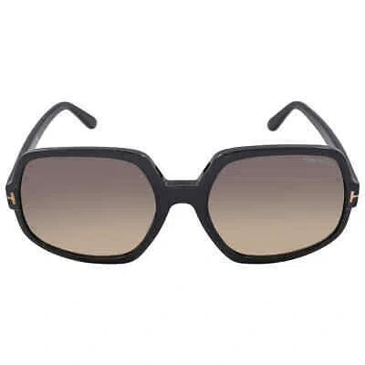 Pre-owned Tom Ford Delphine Smoke Gradient Oversized Ladies Sunglasses Ft0992 01b 60 In Gray