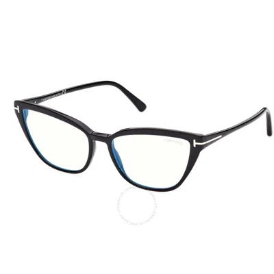 Tom Ford Demo Cat Eye Ladies Eyeglasses Ft5825-b 001 55 In Black / Blue