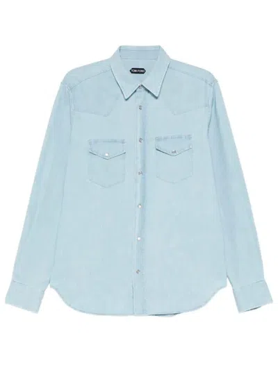 Tom Ford Denim Chambray Western Shirt Clothing In Blue