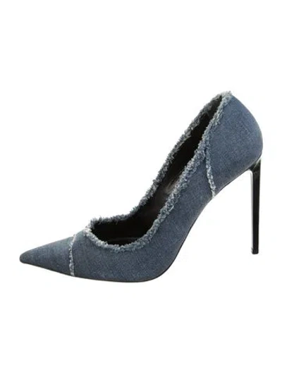 Pre-owned Tom Ford Denim Distressed Accents Pumps In Black/blue