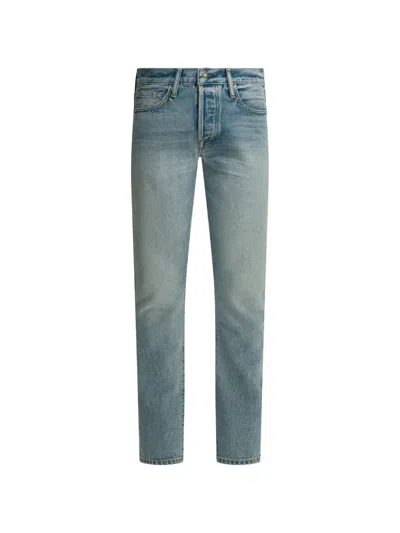 Tom Ford Button Cotton Jeans In Blue