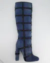 TOM FORD DENIM OVER-THE-KNEE BOOTS WITH LEATHER TRIM DETAIL