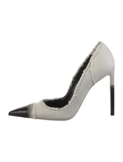 Pre-owned Tom Ford Denim Raw-edge Trim Pumps In Metallic/silver