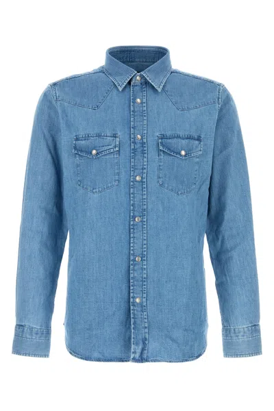 Tom Ford Cotton Denim Shirt In Blue