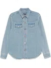 Tom Ford Light Blue Western Panel Shirt With Flap Pockets In Blue