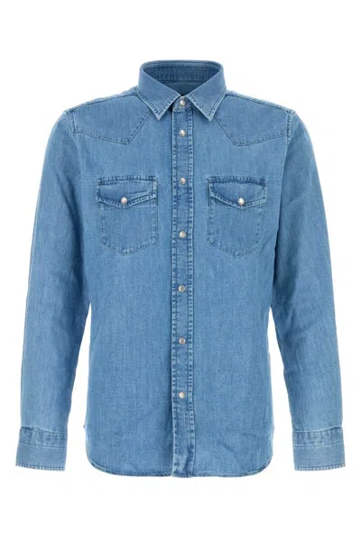Tom Ford Cotton Denim Shirt In Blue