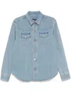 Tom Ford Light Blue Western Panel Shirt With Flap Pockets In Blue