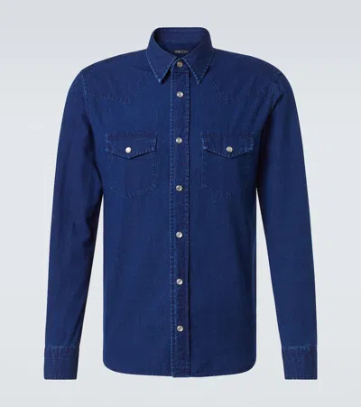 Tom Ford Camisa In Fine Poplin With A Slim Silhouette In Brown