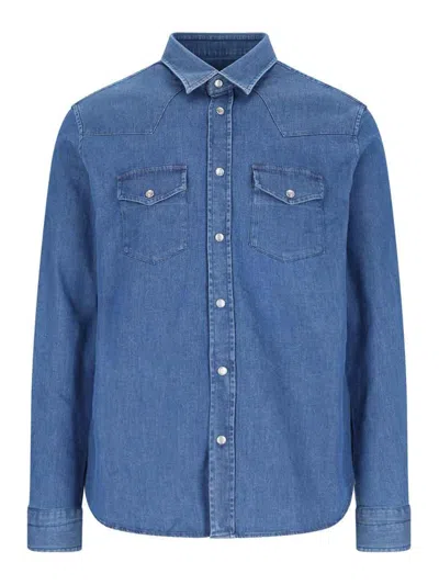 Tom Ford Cotton Denim Shirt In Blue