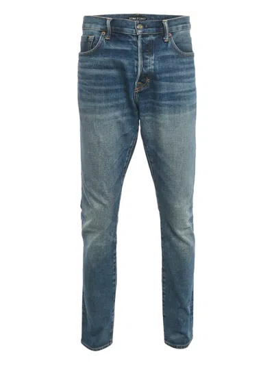 Pre-owned Tom Ford Denim Slim-fit Trousers In Blue