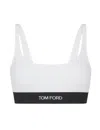 Tom Ford White Bralette With Contrasting Logo Print In Modal Stretch Woman In White