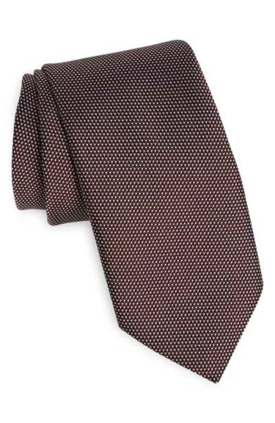 Tom Ford Diagonal Weave Mulberry Silk Tie In Burgundy