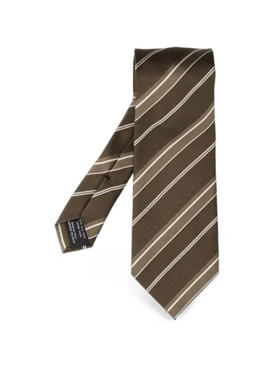 Tom Ford Diagonal-stripe Silk Tie In Green