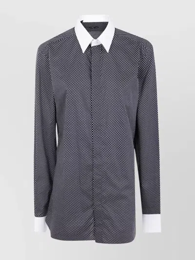 TOM FORD DIAMOND PRINT COTTON SHIRT WITH POINTED COLLAR