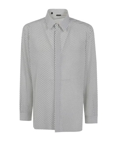 Tom Ford Diamond Print Fluid Fit Shirt In Gray