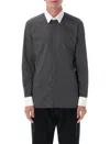 Tom Ford Cotton Shirt With Diamond Print And Contrast White Collar In Black