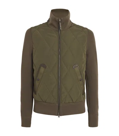 Tom Ford Diamond Quilted Zip Through Jacket In Brown