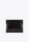 Tom Ford Crocodile-print Leather Document Holder In Black