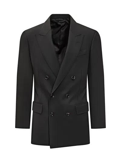 Tom Ford Doppioplethestanetedtto Wool Jacket In Black