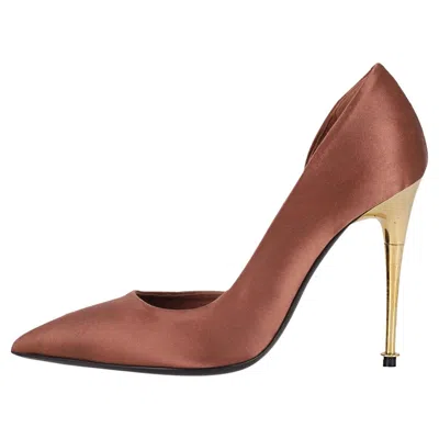 Pre-owned Tom Ford D'orsay Satin Heels In Brown