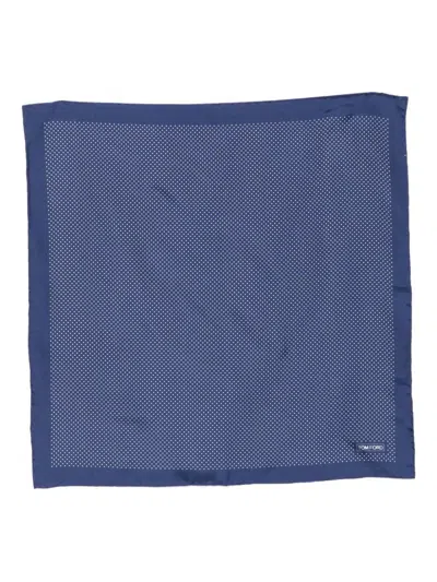 Tom Ford Dot-print Silk Pocket Square Accessories In Blue