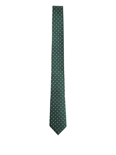 Tom Ford Dotted Tie In Green