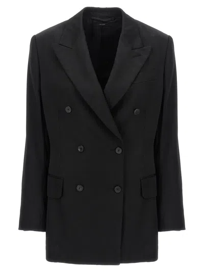 Tom Ford Double-breasted Blazer In Black