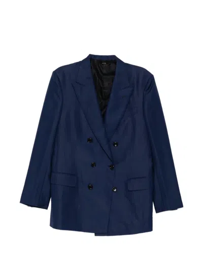 Tom Ford Double-breasted Blazer In Blue